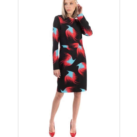 €725 MARCOBOLOGNA Sheath Dress Size IT 44 / L Flame Pattern Made in Italy - Picture 3 of 11